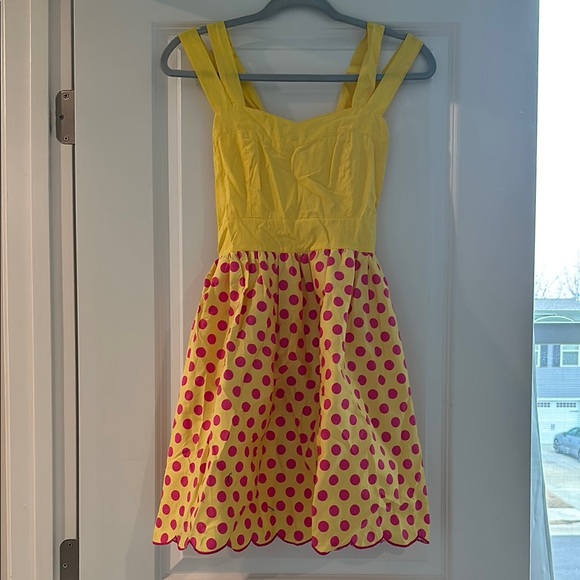 Yellow and Pink Sleeveless Sundress with Sweetheart Neckline - Picture 1 of 2